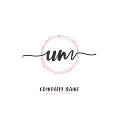 U M UM Initial handwriting and signature logo design with circle. Beautiful design handwritten logo for fashion, team, wedding, luxury logo.
