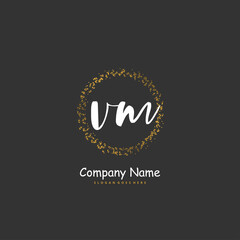 V M VM Initial handwriting and signature logo design with circle. Beautiful design handwritten logo for fashion, team, wedding, luxury logo.