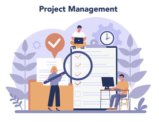 Project management concept. Successful strategy, motivation and leadership.