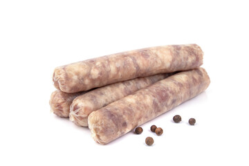 homemade sausages kupaty raw meat isolate on white