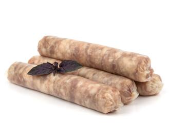 homemade sausages kupaty raw meat isolate on white