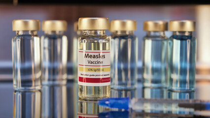 Vial of Measles vaccine and syringe