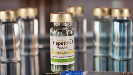 Vial of Hepatitis A vaccine and syringe