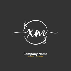 X M XM Initial handwriting and signature logo design with circle. Beautiful design handwritten logo for fashion, team, wedding, luxury logo.