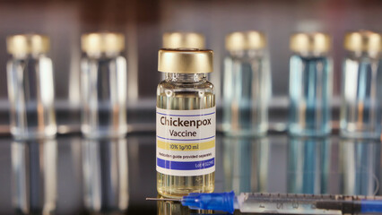 Chickenpox vaccine vial bottle and syringe