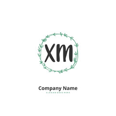 X M XM Initial handwriting and signature logo design with circle. Beautiful design handwritten logo for fashion, team, wedding, luxury logo.
