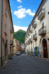 Fototapeta na wymiar A street between the old houses of the town of Campagna in the province of Salerno, Italy.
