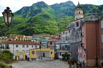 Fototapeta na wymiar Panoramic view of old town of Campagna in the province of Salerno, Italy.
