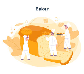 Baker and bakery concept. Chef in the uniform baking bread.