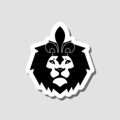 Lion sticker icon isolated on gray background