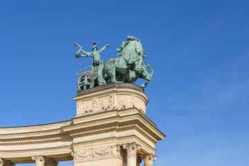 Heroes Square with Millenium Memorial and the horseman Memorial is one of the major squares in Budapest.