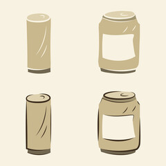Stylized drinks. Minimalism.  Hand drawn can. Isolated
