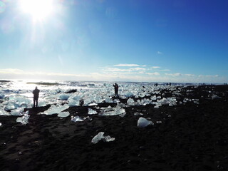 Ice chunks on a beach in Iceland