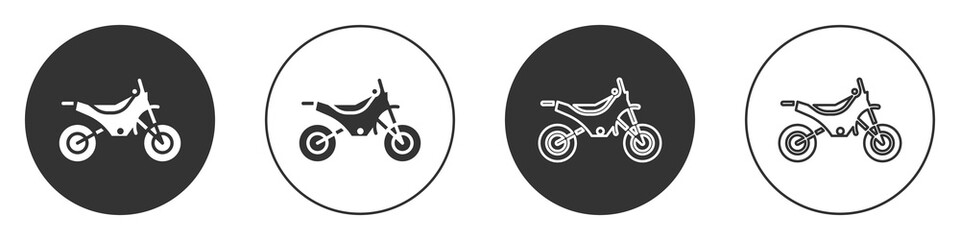 Naklejka na ściany i meble Black Mountain bike icon isolated on white background. Circle button. Vector Illustration