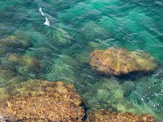 Sea waves on crystal water