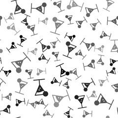 Black Martini glass icon isolated seamless pattern on white background. Cocktail icon. Wine glass icon.  Vector Illustration