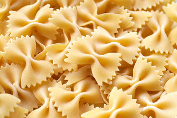 Uncooked italian bow shaped pasta