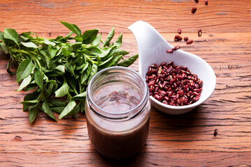 Nutrition concept -Healthy beans in round white bowl over wooden background. Healthy food, Diet, Detox, Clean Eating or Vegetarian concept.