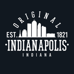 Indianapolis Indiana Skyline Original. Logotype Sports College University. Illustration Design Vector. 