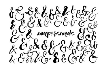 Collection of hand drawn ampersands. Modern vector brush calligraphy. Ink illustration with hand-drawn lettering. 