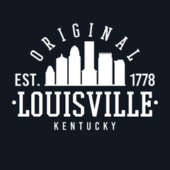 Louisville Kentucky Skyline Original. Logotype Sports College University. Illustration Design Vector. 