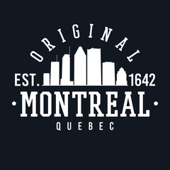 Montreal, QC, Canada Skyline Original. A Logotype Sports College and University Style. Illustration Design.