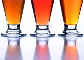 Group of glasses with fresh and colorful drinks very appropriate for the summer on a white background