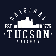 Tucson Arizona Skyline Original. Logotype Sports College University. Illustration Design Vector. 
