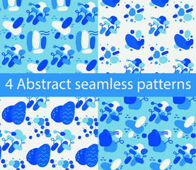 Set of seamless abstract patterns. Sea pebbles, beach, summer vacation. Bright and light abstraction.