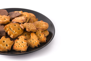 Funny Halloween cookies isolated on white background.	 Copy space