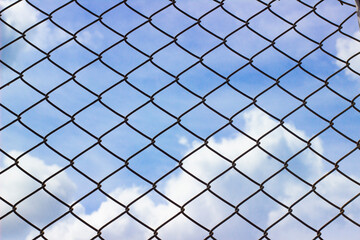 Fototapeta premium Cage netting and bluesky with clipping path
