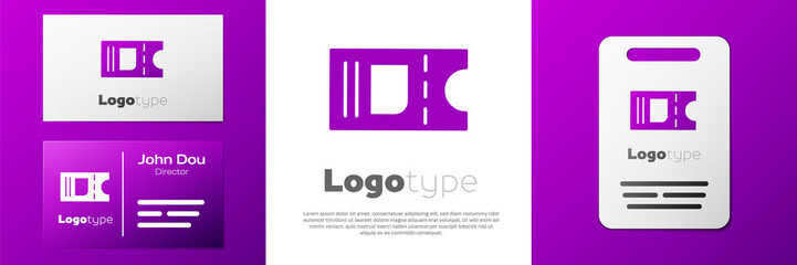 Logotype Cinema ticket icon isolated on white background. Logo design template element. Vector Illustration