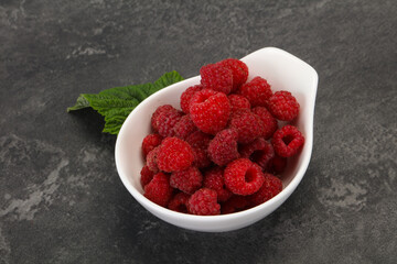 Red bright ripe sweet raspberry