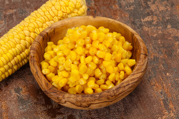 Young corn seeds in the bowl