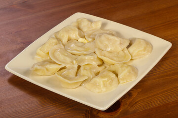 Homemade dumplings with mashed potato