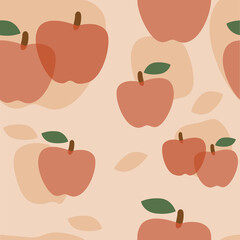 Fresh red apple pattern background.Vector illustration of red apple seamless pattern texture.