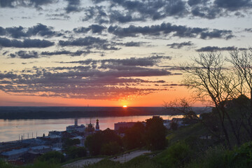 Sunrise over the Volga and Nizhny Novgorod