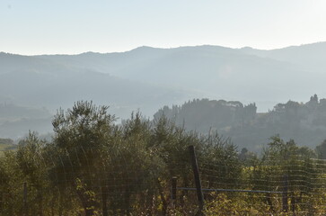 The mountain view on the early morning in Tuscany Italy