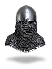 Knight helmet on white.