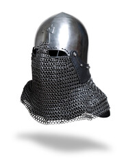 Knight helmet on white.