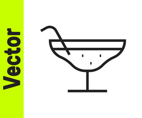 Black line Cocktail icon isolated on white background.  Vector Illustration