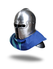 Knight helmet on white.