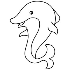 Dolphin cartoon illustration isolated on white background for children color book
