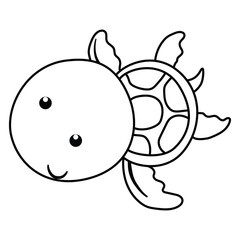 Turtle cartoon illustration isolated on white background for children color book