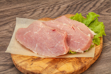 Raw pork steak for cooking