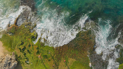 Pantai Tegal Wangi Beach, island of Bali. Indonesia. Aerial view.