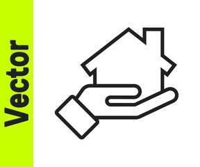 Black line Realtor icon isolated on white background. Buying house.  Vector Illustration