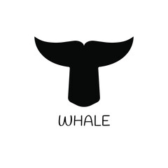 Black whale tail icon vector illustration sign on white background