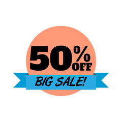 Promotion Banner Fifty Percent Off Big Sale Icon Vector Illustration