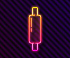 Glowing neon line Rolling pin icon isolated on black background.  Vector Illustration